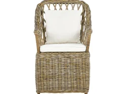 Gartenmöbel Set Rattan Naturlich 6-Sitzer Auflagen Cremeweis Maros/Olbia