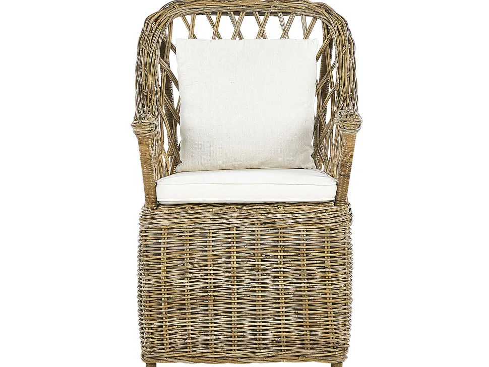 Gartenmöbel Set Rattan Naturlich 6-Sitzer Auflagen Cremeweis Maros/Olbia