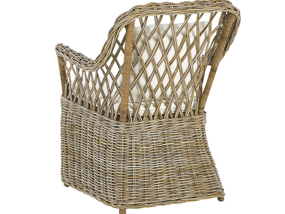 Gartenmöbel Set Rattan Naturlich 6-Sitzer Auflagen Cremeweis Maros/Olbia