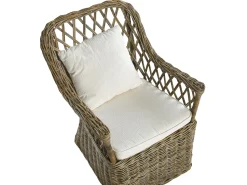 Gartenmöbel Set Rattan Naturlich 6-Sitzer Auflagen Cremeweis Maros/Olbia