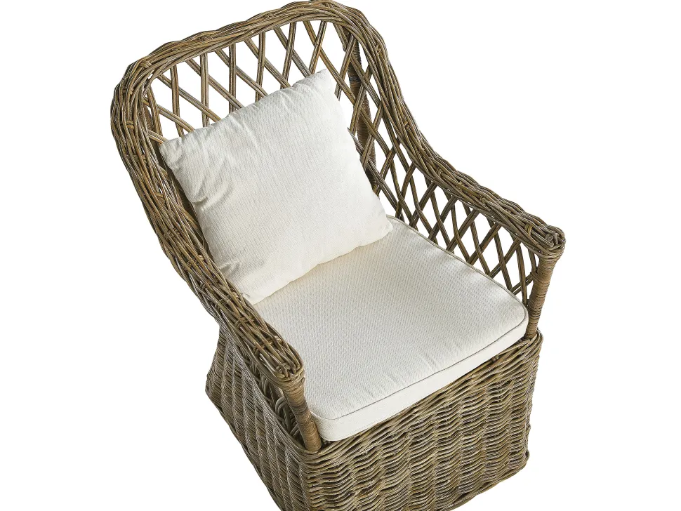 Gartenmöbel Set Rattan Naturlich 6-Sitzer Auflagen Cremeweis Maros/Olbia