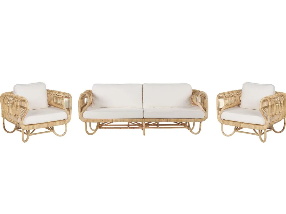 Gartenmöbel Set Rattan Naturlich 4-Sitzer Dolcedo