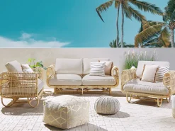 Gartenmöbel Set Rattan Naturlich 4-Sitzer Dolcedo