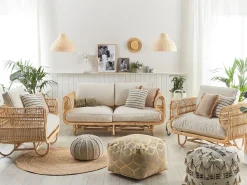 Gartenmöbel Set Rattan Naturlich 4-Sitzer Dolcedo