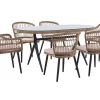 Gartenmöbel Set Rattan Naturlich 6-Sitzer Auflagen Rosa Aliano Ii