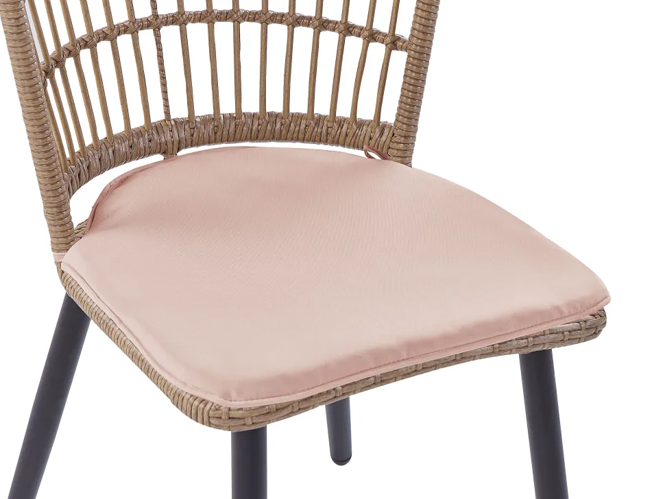 Gartenmöbel Set Rattan Naturlich 6-Sitzer Auflagen Rosa Aliano Ii