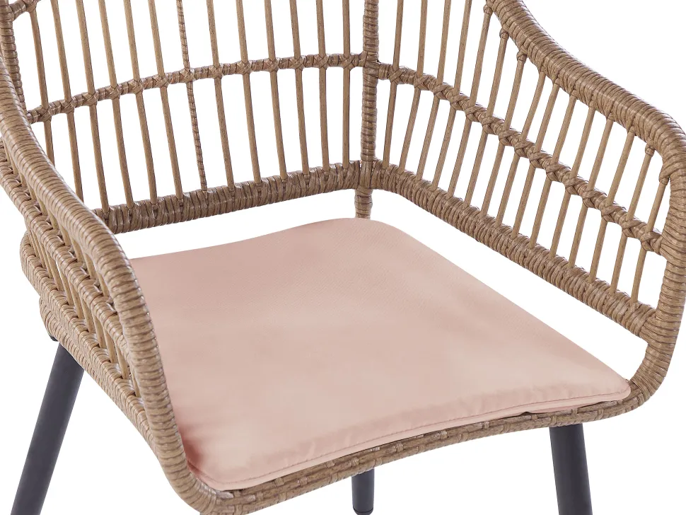 Gartenmöbel Set Rattan Naturlich 6-Sitzer Auflagen Rosa Aliano Ii
