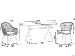 Gartenmöbel Set Rattan Naturlich 6-Sitzer Auflagen Rosa Aliano Ii