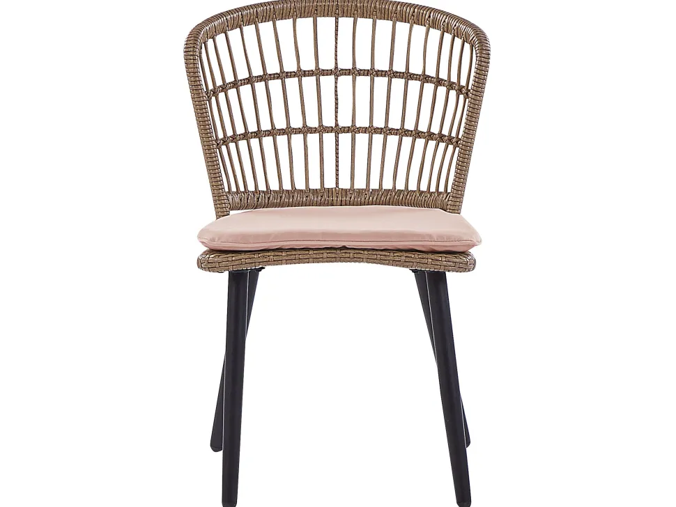 Gartenmöbel Set Rattan Naturlich 6-Sitzer Auflagen Rosa Aliano Ii
