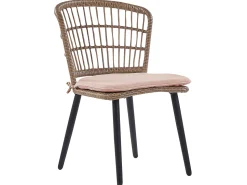 Gartenmöbel Set Rattan Naturlich 6-Sitzer Auflagen Rosa Aliano Ii