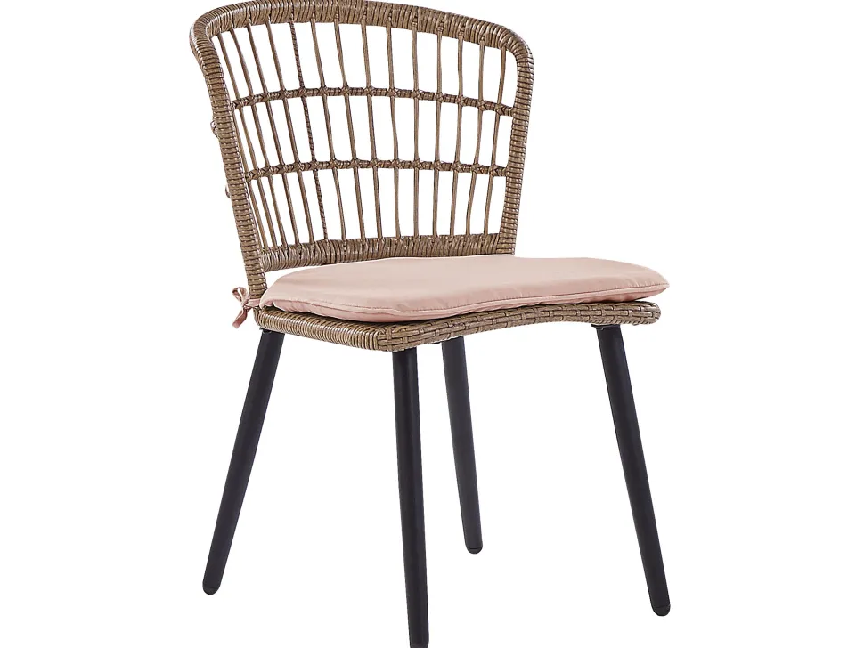 Gartenmöbel Set Rattan Naturlich 6-Sitzer Auflagen Rosa Aliano Ii