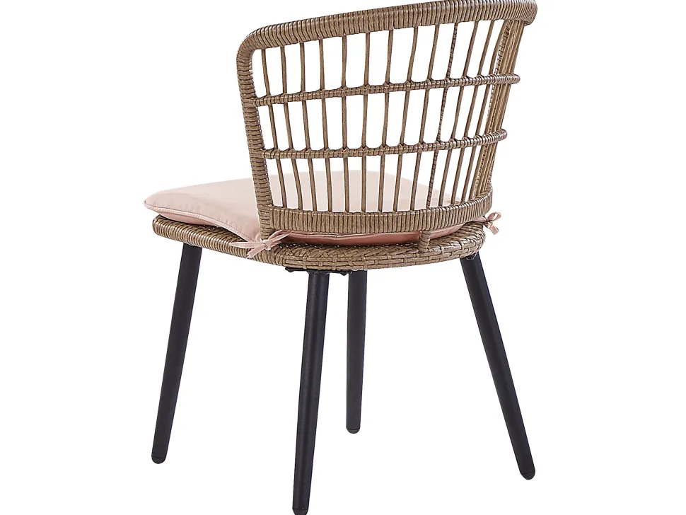 Gartenmöbel Set Rattan Naturlich 6-Sitzer Auflagen Rosa Aliano Ii
