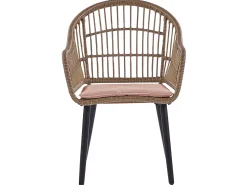 Gartenmöbel Set Rattan Naturlich 6-Sitzer Auflagen Rosa Aliano Ii