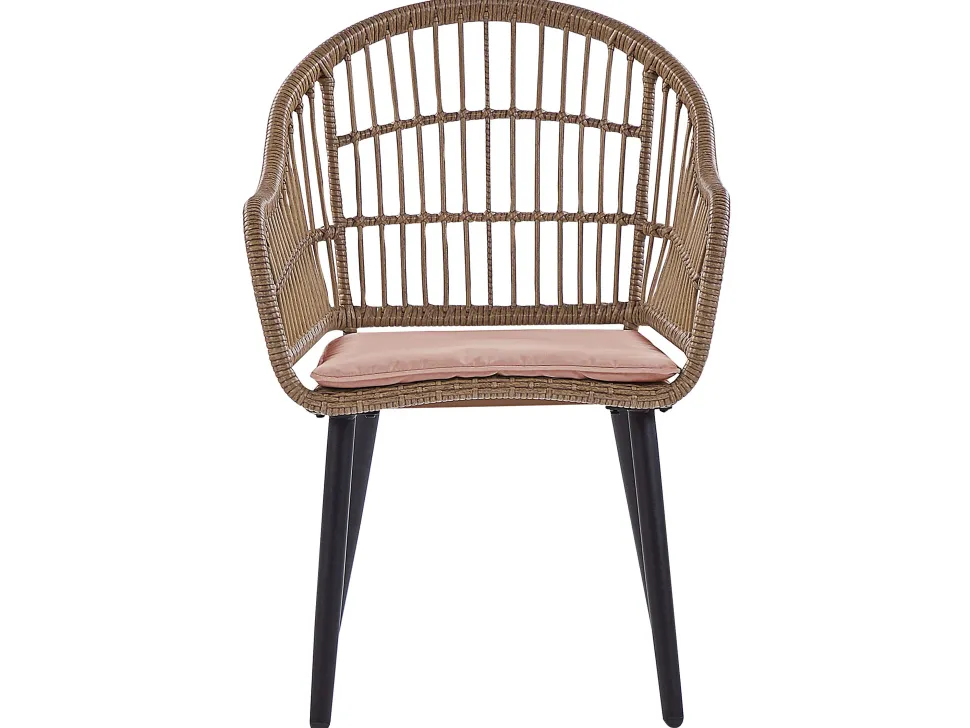 Gartenmöbel Set Rattan Naturlich 6-Sitzer Auflagen Rosa Aliano Ii