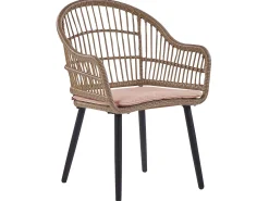 Gartenmöbel Set Rattan Naturlich 6-Sitzer Auflagen Rosa Aliano Ii