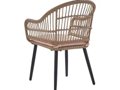Gartenmöbel Set Rattan Naturlich 6-Sitzer Auflagen Rosa Aliano Ii