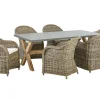Gartenmöbel Set Rattan Naturlich 6-Sitzer Auflagen Cremeweis Susua/Olbia