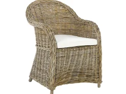 Gartenmöbel Set Rattan Naturlich 6-Sitzer Auflagen Cremeweis Susua/Olbia