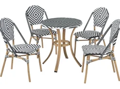 Gartenmöbel Set Rattan Schwarz / Weis 4-Sitzer Rifreddo