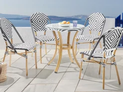 Gartenmöbel Set Rattan Schwarz / Weis 4-Sitzer Rifreddo