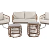 Gartenmöbel Set Rattan 4-Sitzer Auflagen Beige Ravello