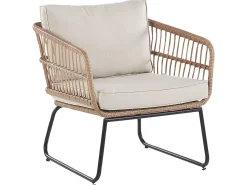 Gartenmöbel Set Rattan 4-Sitzer Auflagen Beige Ravello