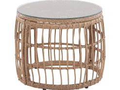 Gartenmöbel Set Rattan 4-Sitzer Auflagen Beige Ravello