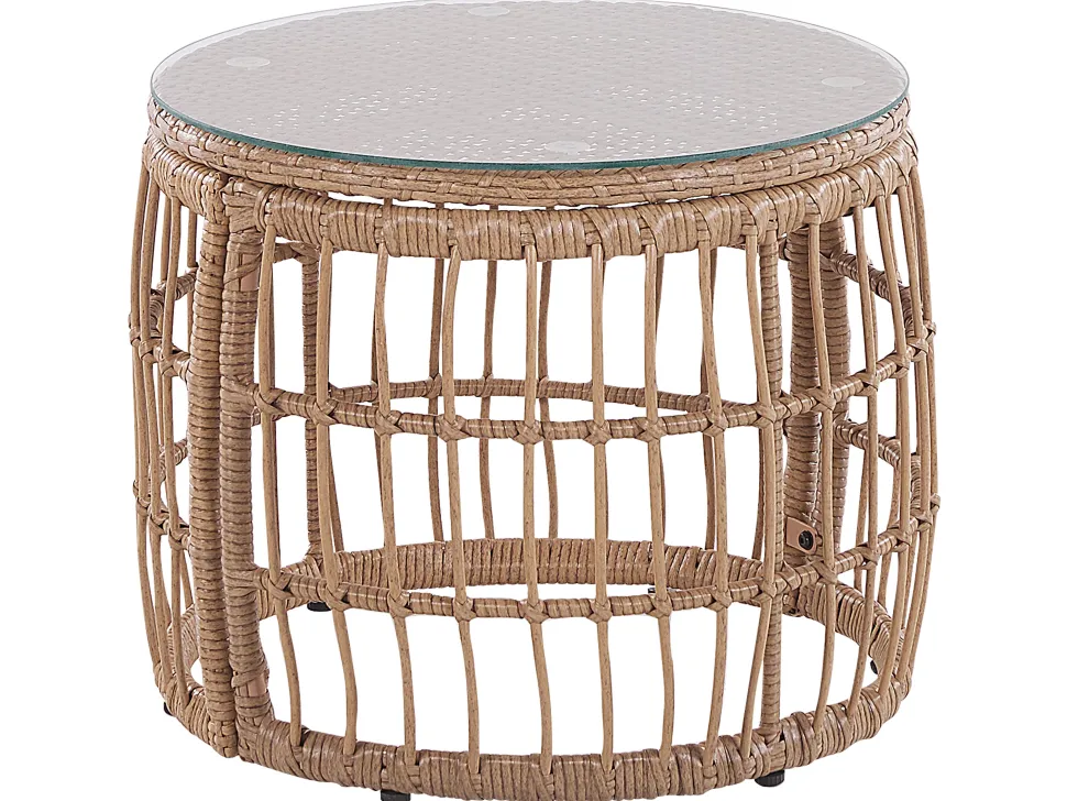 Gartenmöbel Set Rattan 4-Sitzer Auflagen Beige Ravello