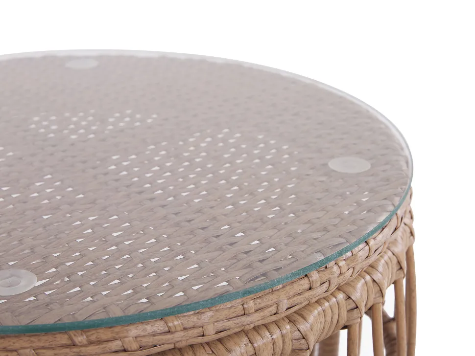 Gartenmöbel Set Rattan 4-Sitzer Auflagen Beige Ravello