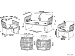 Gartenmöbel Set Rattan 4-Sitzer Auflagen Beige Ravello