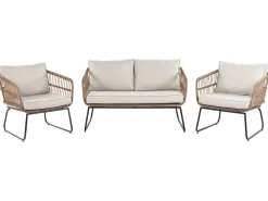 Gartenmöbel Set Rattan 4-Sitzer Auflagen Beige Ravello