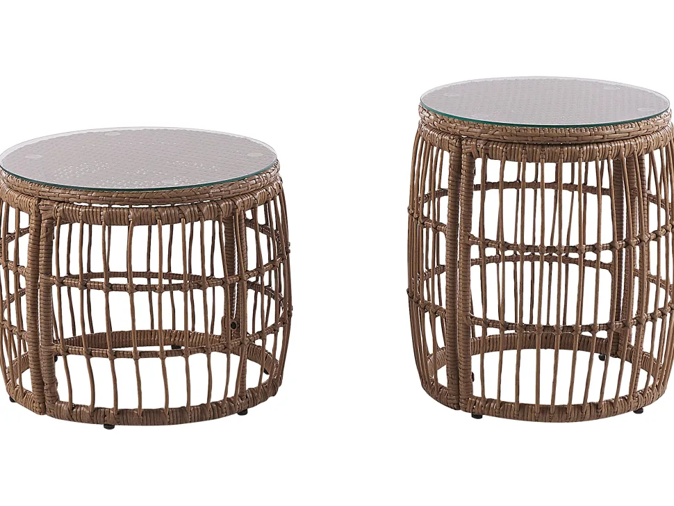 Gartenmöbel Set Rattan 4-Sitzer Auflagen Beige Ravello