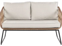 Gartenmöbel Set Rattan 4-Sitzer Auflagen Beige Ravello
