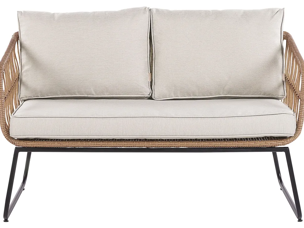 Gartenmöbel Set Rattan 4-Sitzer Auflagen Beige Ravello