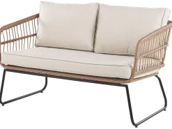 Gartenmöbel Set Rattan 4-Sitzer Auflagen Beige Ravello