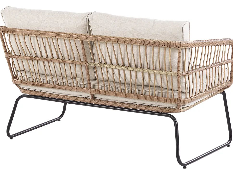 Gartenmöbel Set Rattan 4-Sitzer Auflagen Beige Ravello
