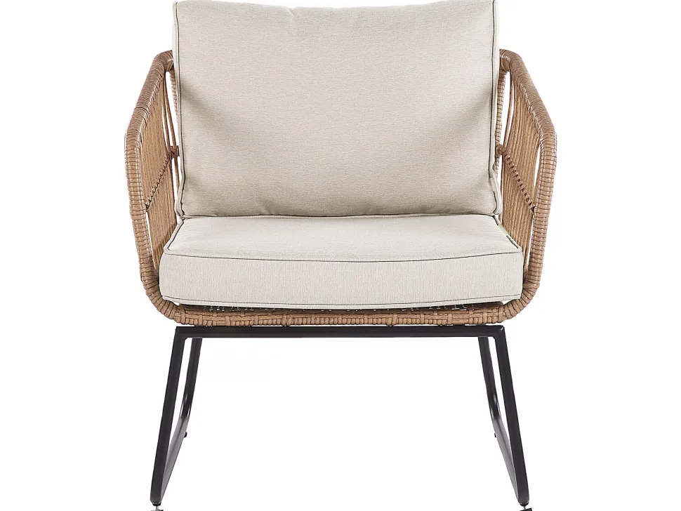 Gartenmöbel Set Rattan 4-Sitzer Auflagen Beige Ravello