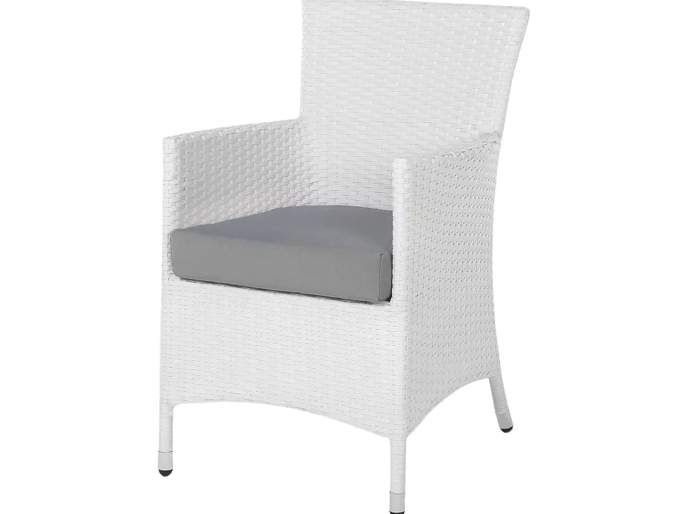 Gartenmöbel Set Rattan Weis 220 X 100 Cm 8-Sitzer Auflagen Grau Italy