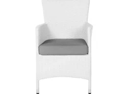 Gartenmöbel Set Rattan Weis 220 X 100 Cm 8-Sitzer Auflagen Grau Italy