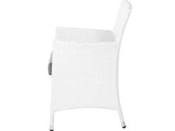 Gartenmöbel Set Rattan Weis 220 X 100 Cm 8-Sitzer Auflagen Grau Italy