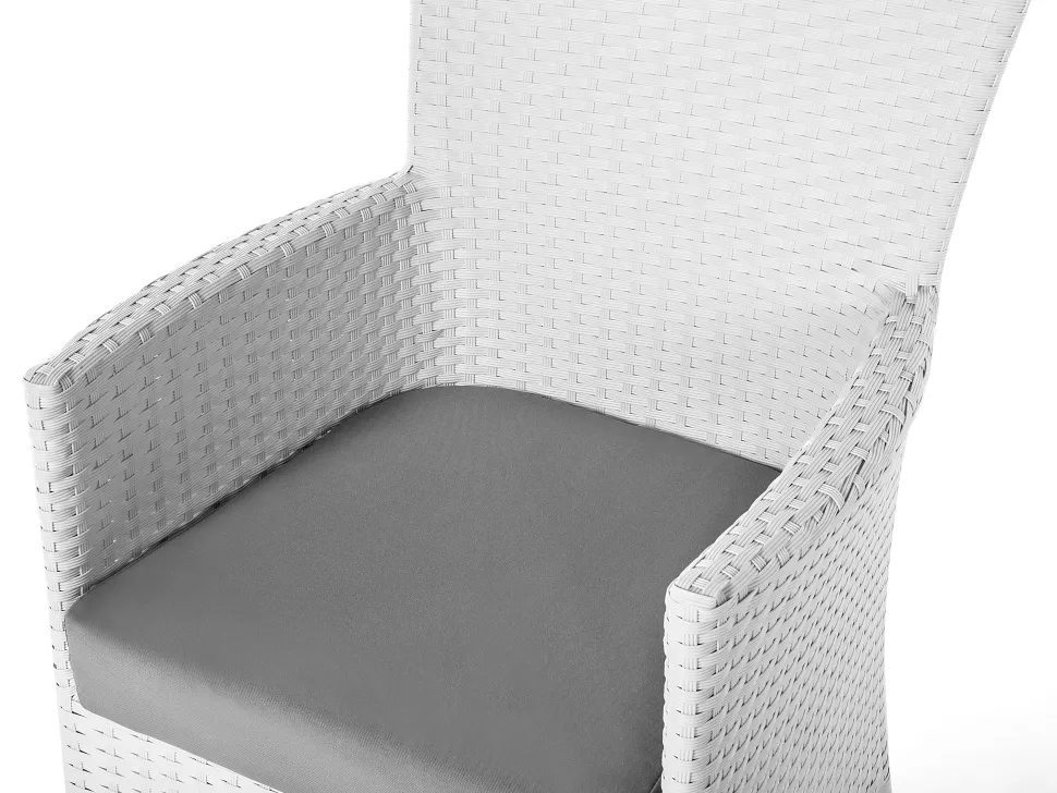 Gartenmöbel Set Rattan Weis 220 X 100 Cm 8-Sitzer Auflagen Grau Italy