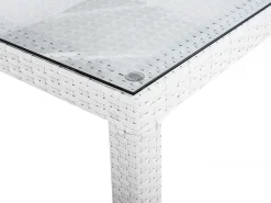 Gartenmöbel Set Rattan Weis 220 X 100 Cm 8-Sitzer Auflagen Grau Italy