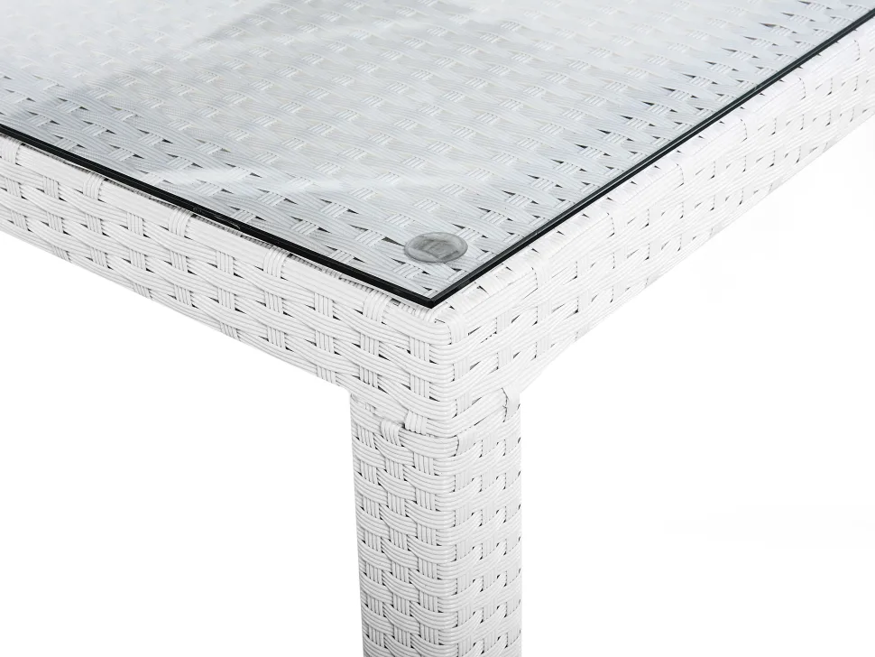 Gartenmöbel Set Rattan Weis 220 X 100 Cm 8-Sitzer Auflagen Grau Italy