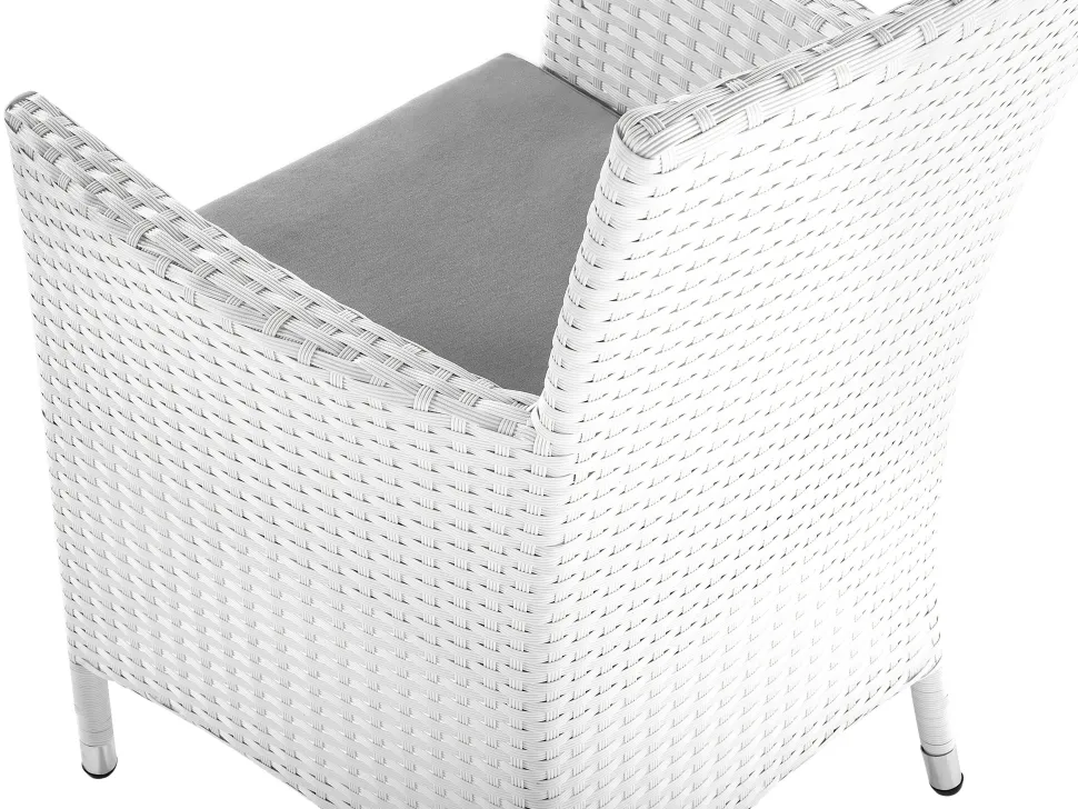 Gartenmöbel Set Rattan Weis 220 X 100 Cm 8-Sitzer Auflagen Grau Italy