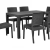 Gartenmöbel Set Rattanoptik Graphitgrau 6-Sitzer Fossano