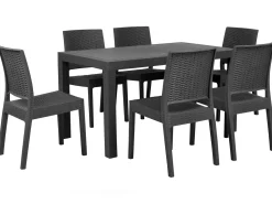 Gartenmöbel Set Rattanoptik Graphitgrau 6-Sitzer Fossano