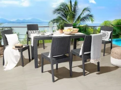 Gartenmöbel Set Rattanoptik Graphitgrau 6-Sitzer Fossano
