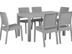 Gartenmöbel Set Rattanoptik Hellgrau 6-Sitzer Fossano