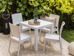 Gartenmöbel Set Rattanoptik Weis 4-Sitzer Fossano