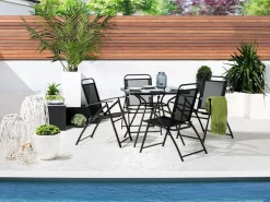 Gartenmöbel Set Stahl Schwarz 6-Sitzer Livo